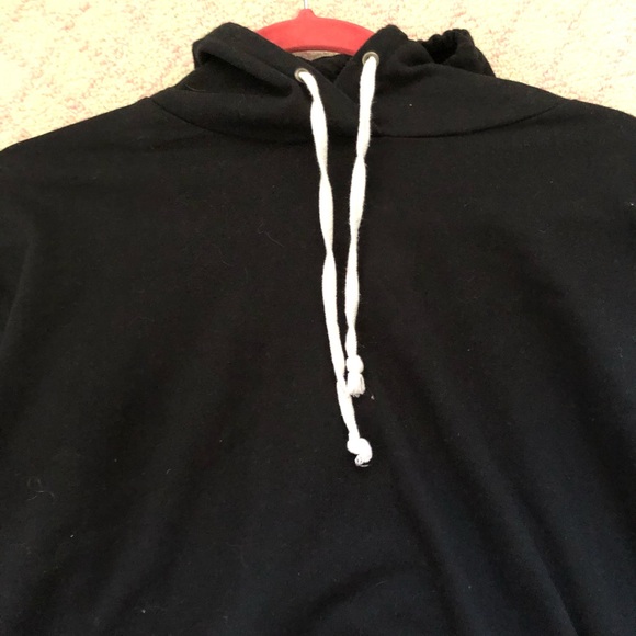 Tops Plain Black Hoodie With White Strings Light Crop Poshmark